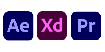 Logos de Adobe: After Effects, Xd, Premiere Pro, herramientas del Grado en Diseño Gráfico - Undergraduate Degree in Graphic Design, Multimedia and Digital Creation