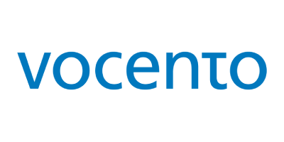 Logo de Vocento, empresa colaboradora de prácticas en el Grado de Economía Digital